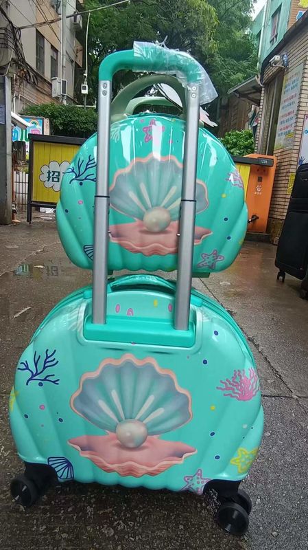 Kinderkofferdoos Cartoon Schelp kinder trolley doos Universal Wheel Baggage doos zak met zak