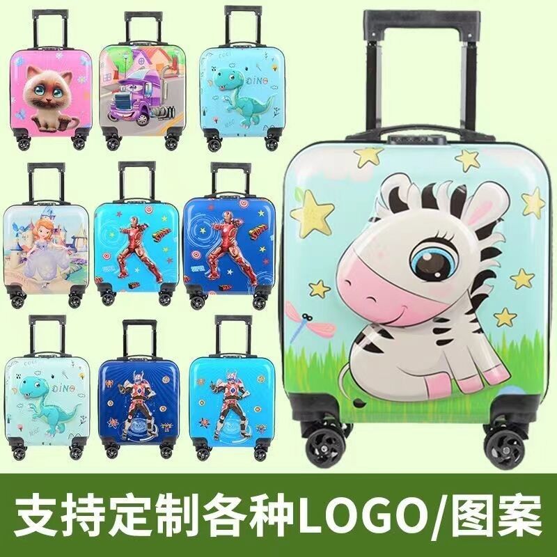 Groothandel Custom Designer ABS Trolley Case Custom Printing Baggage Cartoon 4 Wheels Koffers voor kinderen