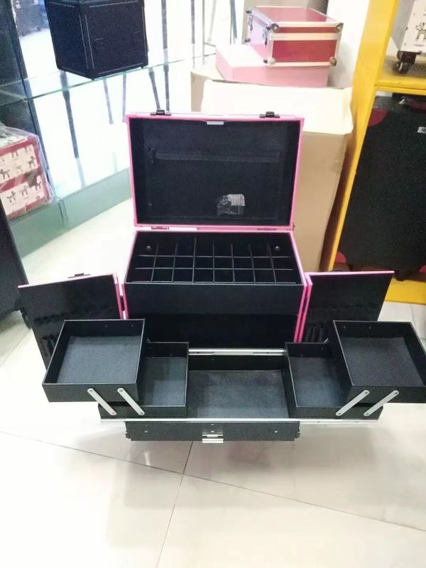 Make-up Case verstelbare staande benen Heavy Duty Koffer Led Light Mirror Cosmetic Rolling 4 Wheels Trolley Make-up Case