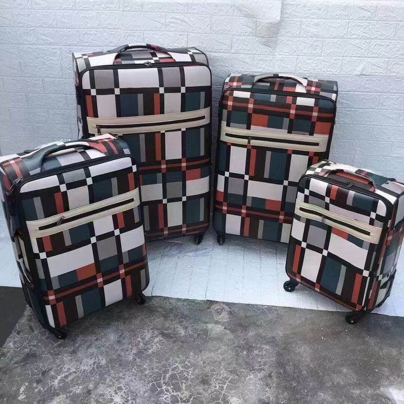 Lederbagagesets Plaid Pattern Mixed Color PU Factory Supplying Waterproof High Strength And Compression Resistant