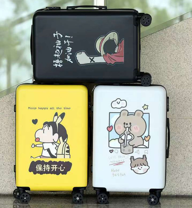 4 Wheels Custom Logo DIY Creative Print Reisbagage Spinner Cabin ABS PC Trolley Draagbaar Custom Logo Koffers