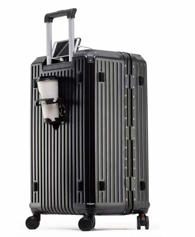 Nieuwe aankomst Vintage Multifunctionele Abs Aluminium Bagage Hardside Trolley Case Reis Bagage Koffer Met Cup Holder