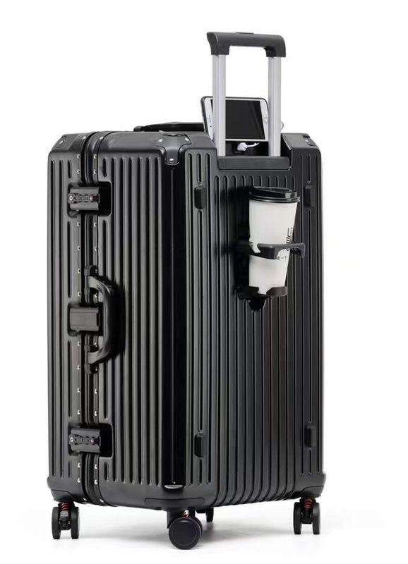 Nieuwe aankomst Vintage Multifunctionele Abs Aluminium Bagage Hardside Trolley Case Reis Bagage Koffer Met Cup Holder